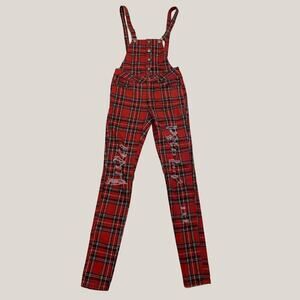 Tripp NYC Red Plaid Overalls 25/1 XS | Y2K Vintage Daang Goodman Era, Very Rare